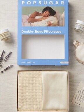 NIB POPSUGAR Double-Sided Pillowcase - Satin & Microfiber Beauty Essential